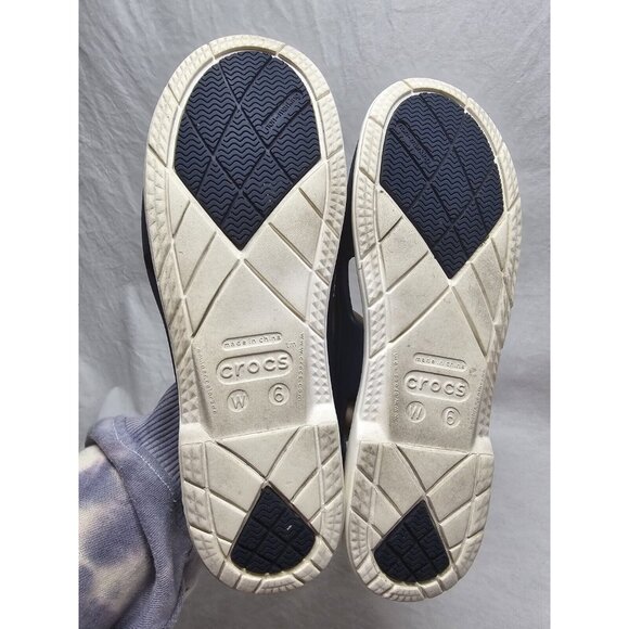 Crocs Shoes Womens Boatline Boat Blue Rubber Cutout Laces Flat Heel Slip On 6 - Picture 7 of 7